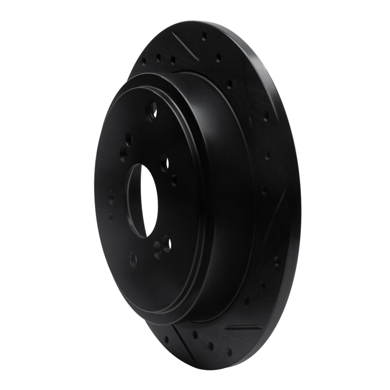 Acura MDX Brake Rotor (1) - Rear Right - R1 Concepts - Drilled & Slotted - Black - `01-`08